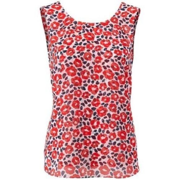 Cabi # 5356 "Flipside Blouse" Floral Print V-Neck Sleeveless Ruffle Blouse SMALL - Picture 3 of 10